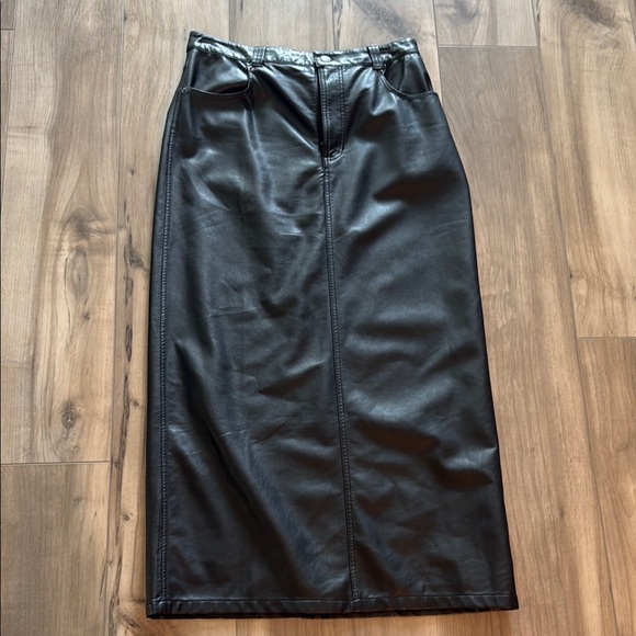 Free People Elegant Black Faux Leather Skirt